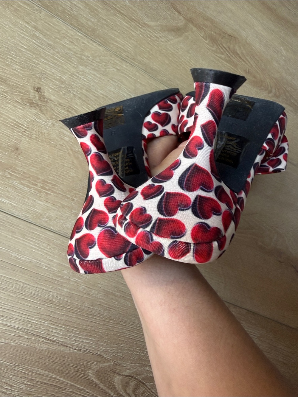 Jeffrey Campbell Red and Cream Heels with Animal Print - Picture 4 of 5